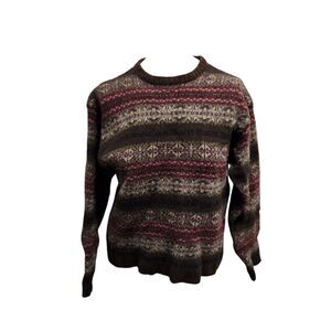 Old Navy Vintage Lambswool Fair Isle Sweater Womens SZ Large Grunge Academia